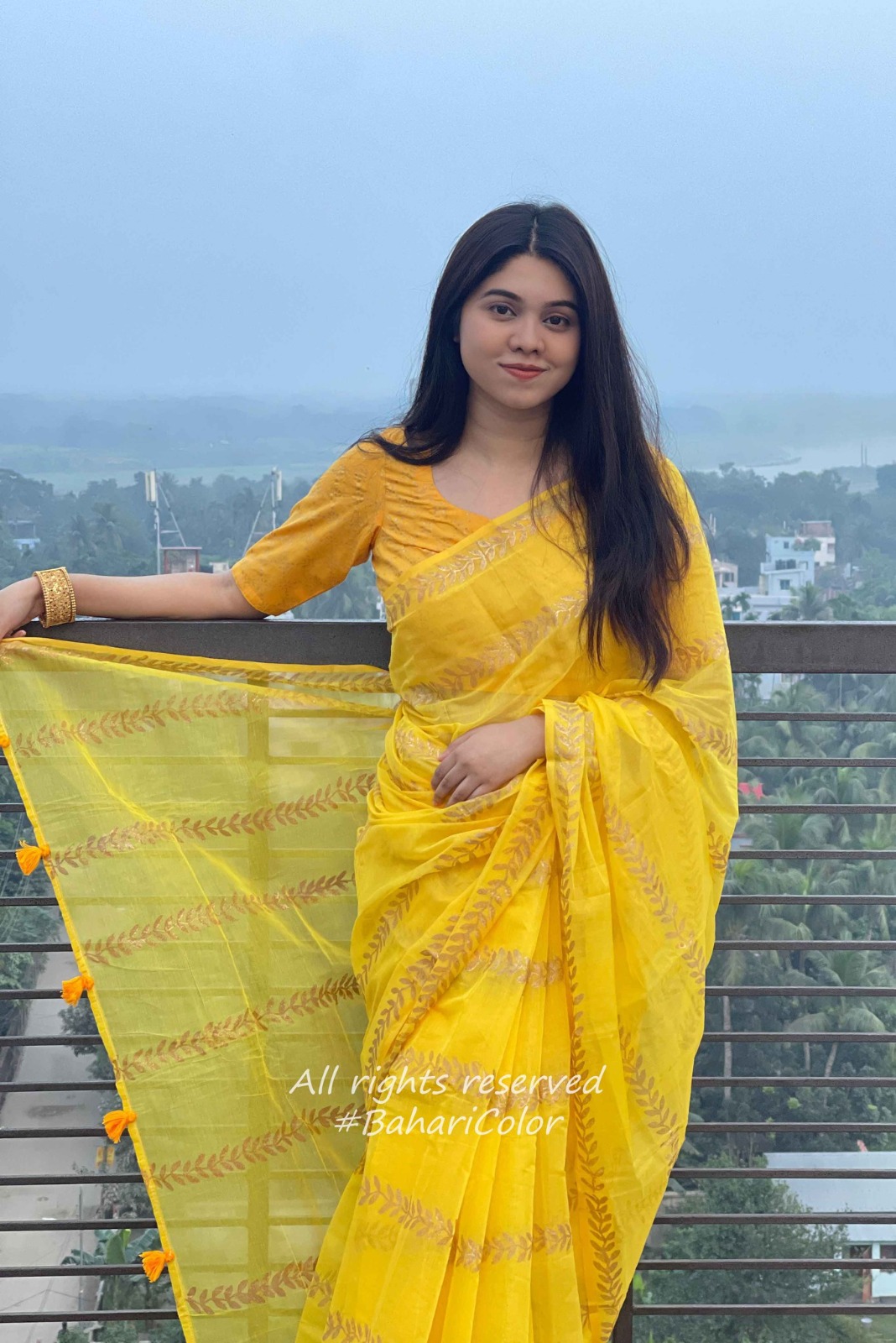 Semi maslin block print saree