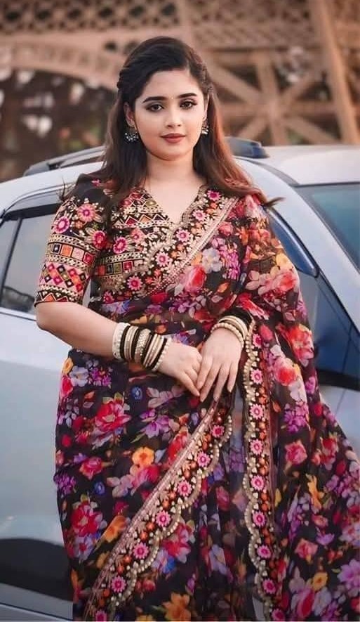 Ispain digital print silk saree